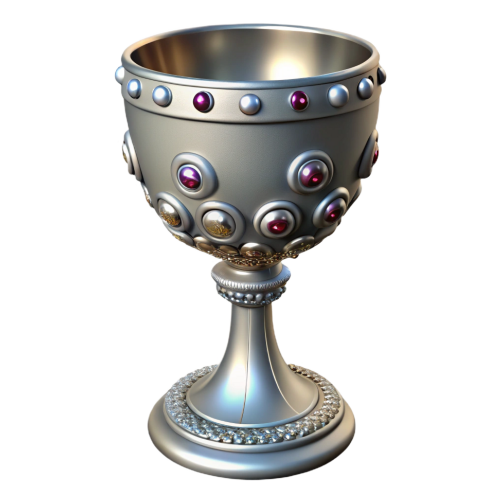 impressive classic A single, ornate silver goblet encrusted with jewels exclusive png