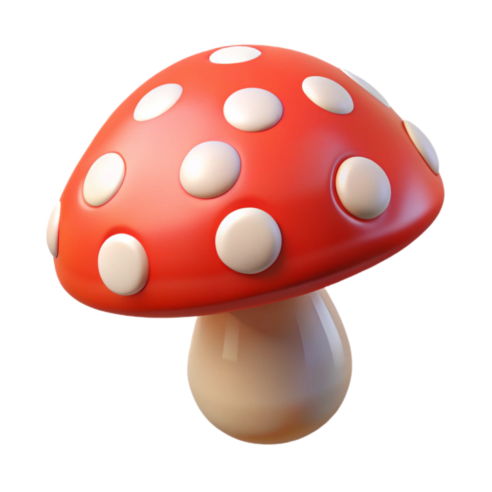 impressive classic A single, poisonous mushroom with vibrant red and white spots authentic png