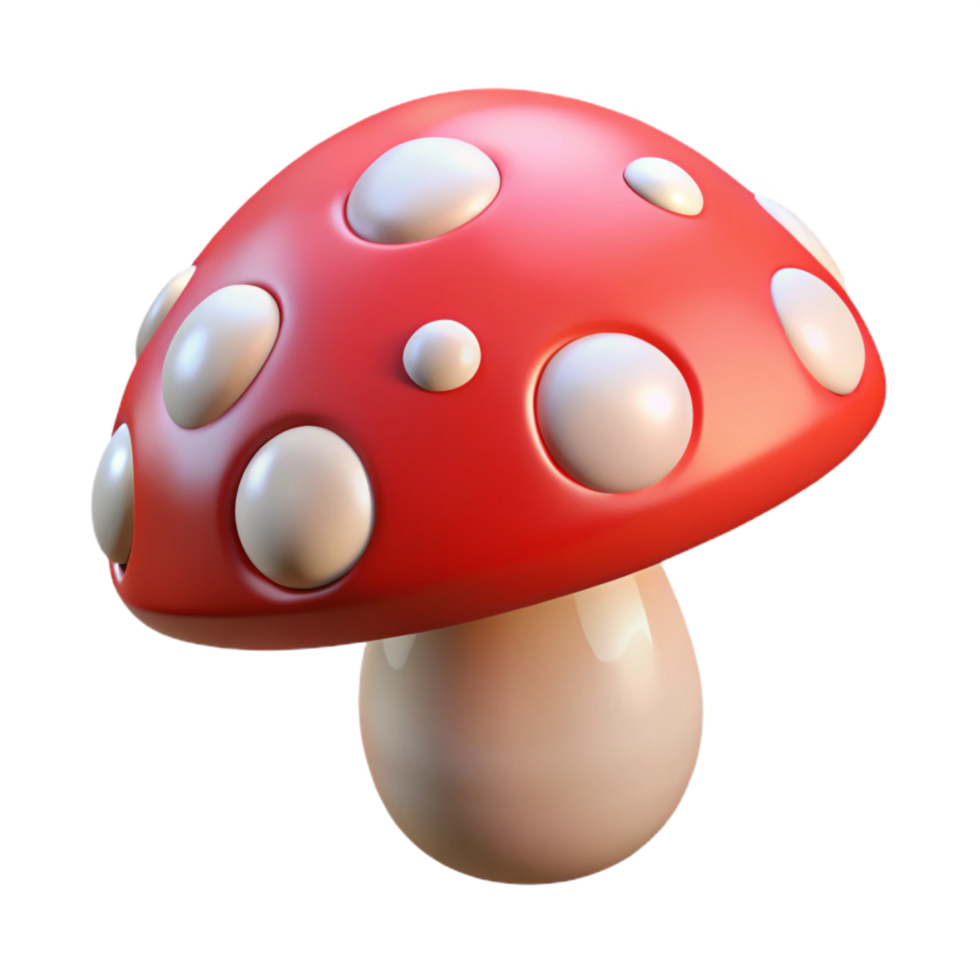 impressive vintage A single, poisonous mushroom with vibrant red and white spots 4K png