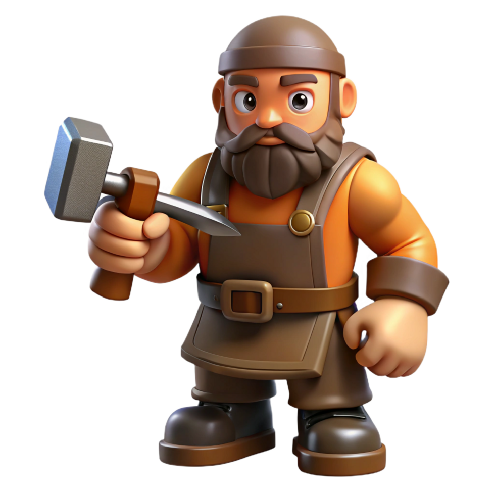 extraordinary abstract A strong dwarf blacksmith holding a hammer authentic png