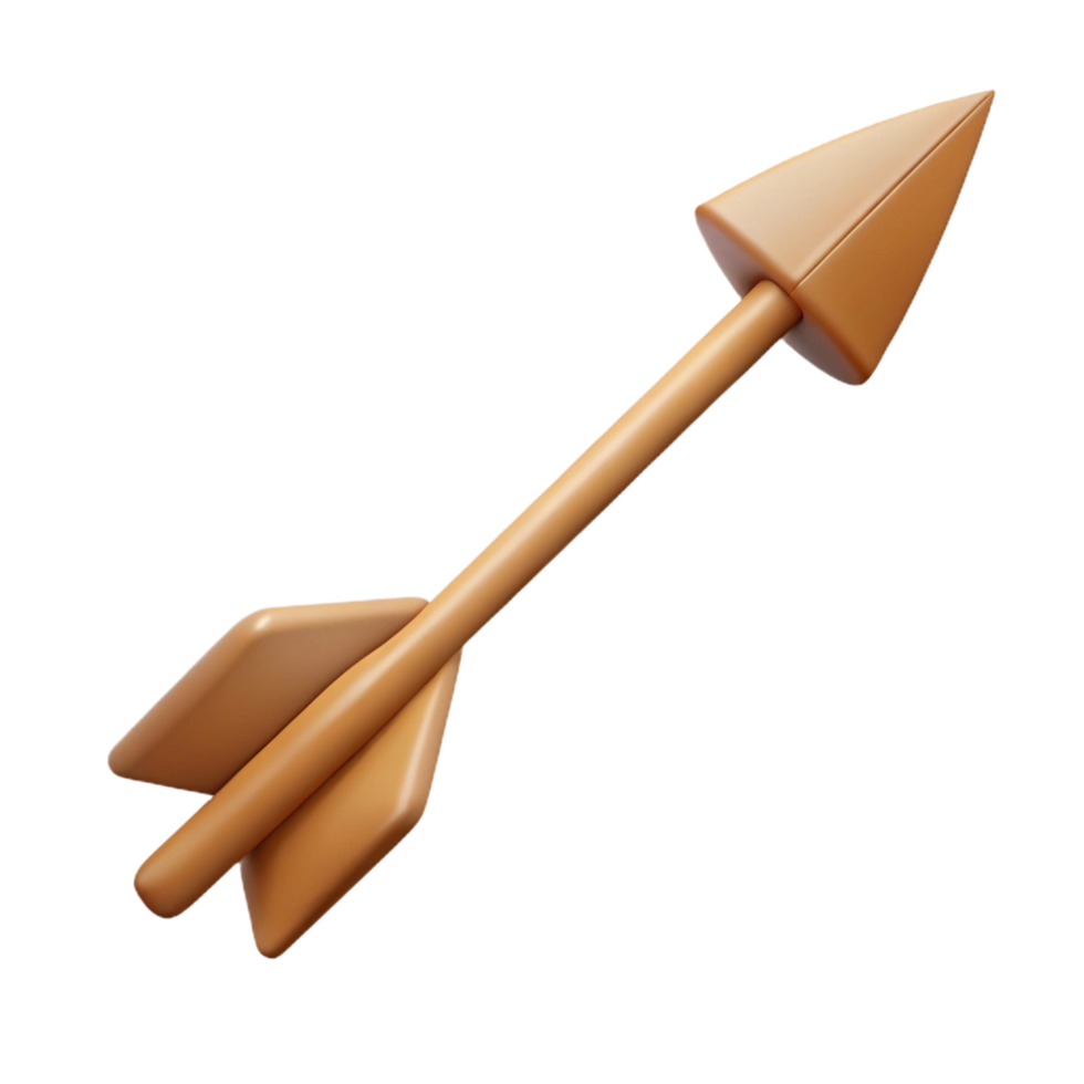 stunning rustic A single, wooden arrow with a fletched tail premium png