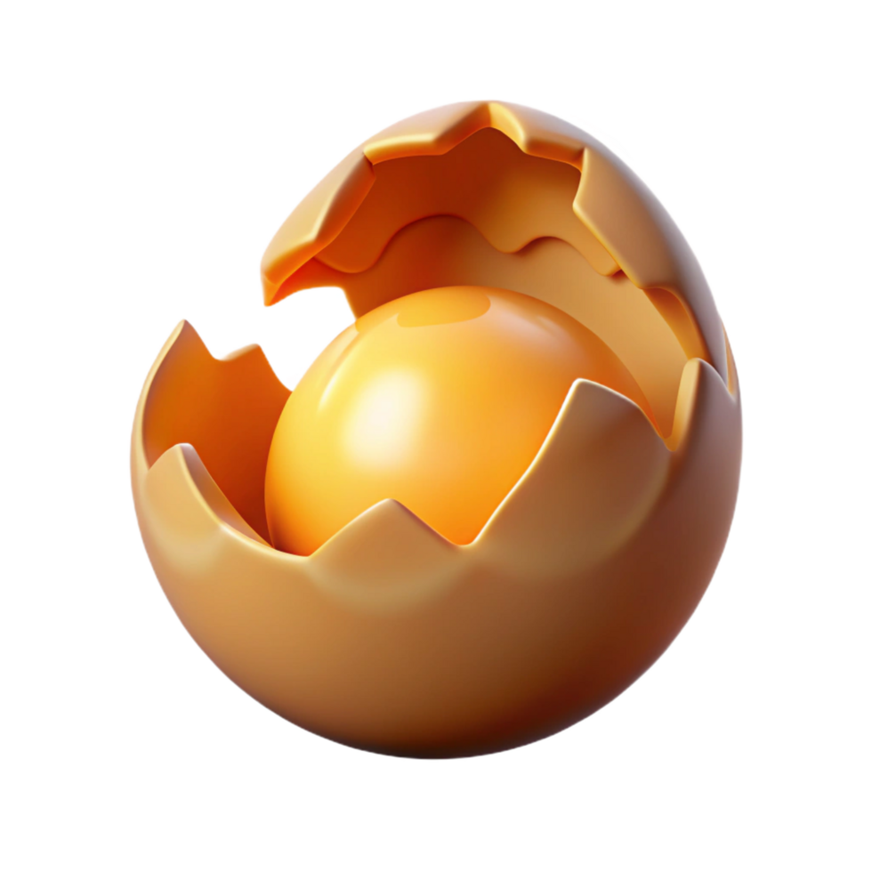elegant traditional A single, cracked eggshell with a glowing light inside genuine png