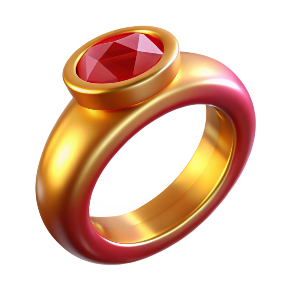 elegant abstract A single, golden ring with a large ruby 4K png