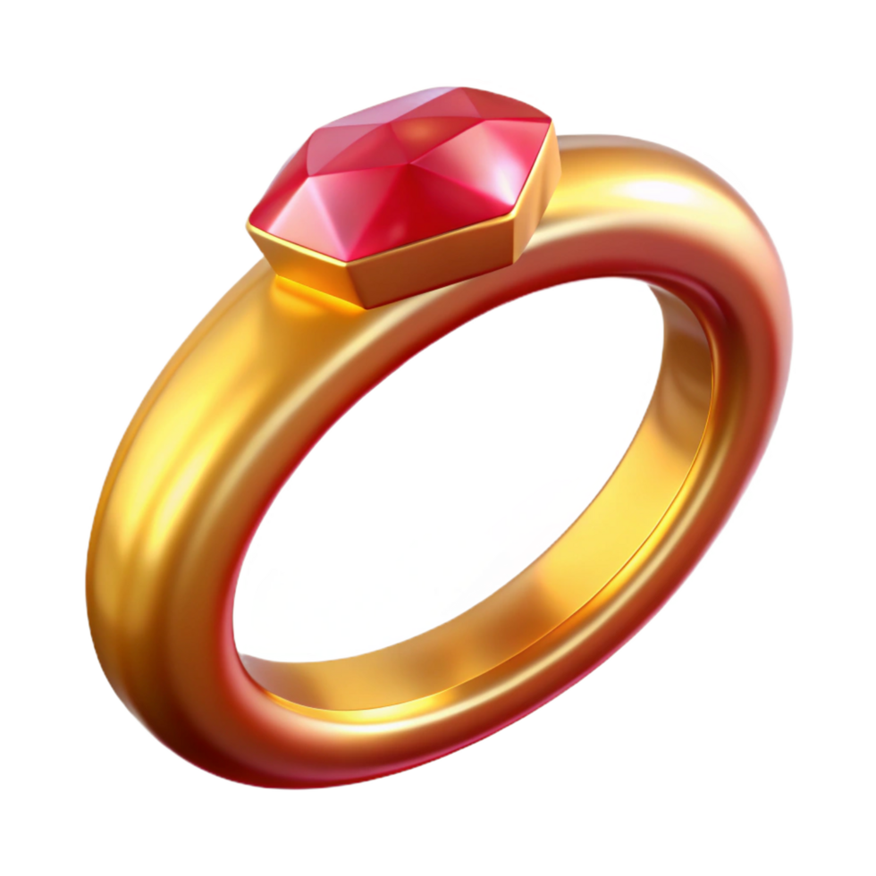 impressive traditional A single, golden ring with a large ruby detailed png