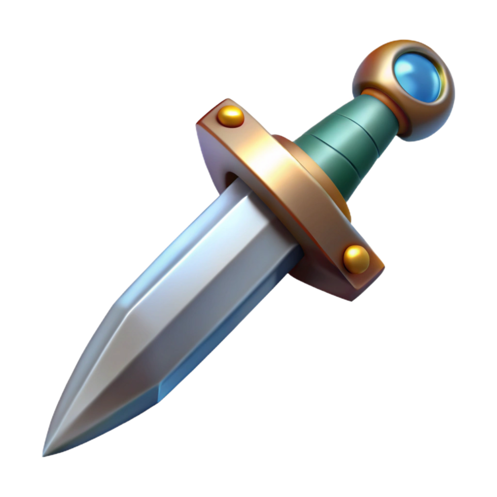 serene rustic A single, steel dagger with a jeweled hilt exclusive png