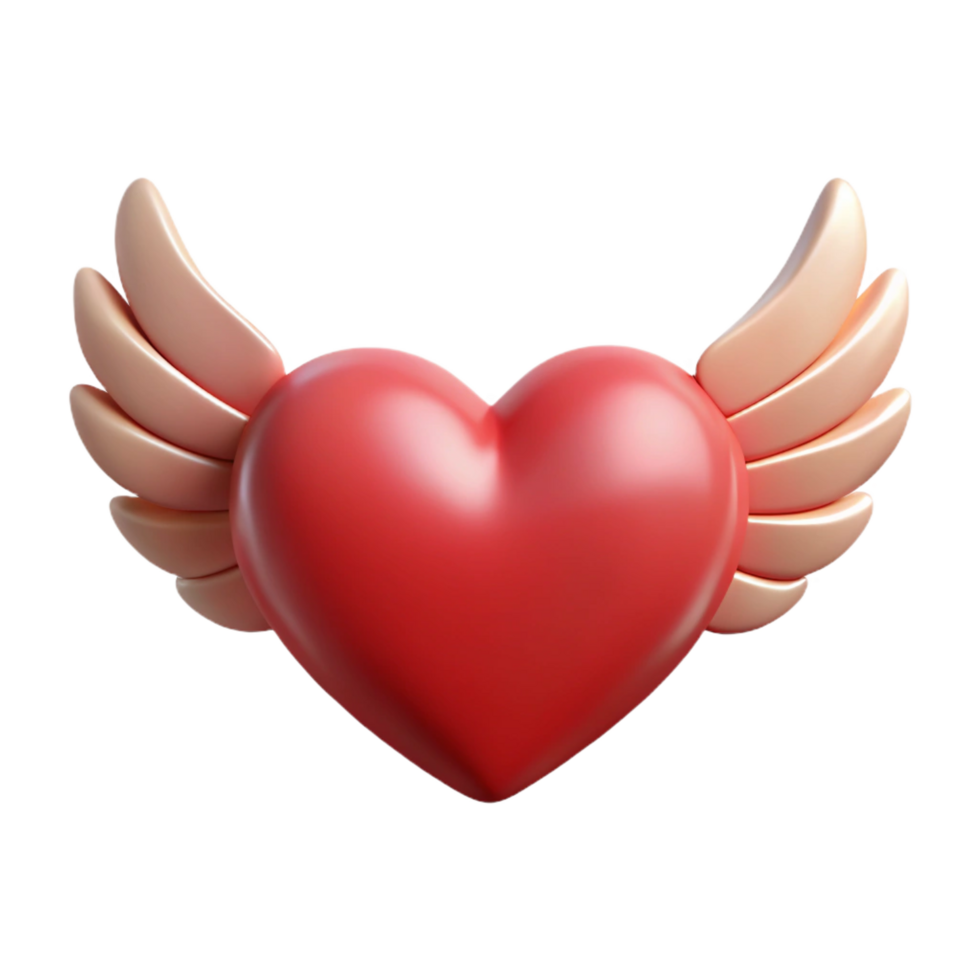 beautiful vintage A single, stylized heart with wings authentic png