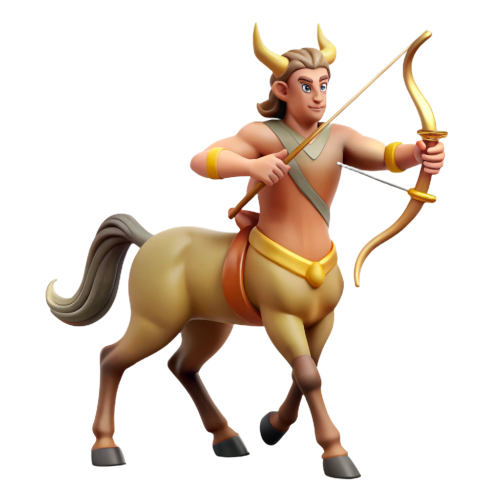 vibrant minimalist A majestic centaur holding a bow and arrow high resolution png