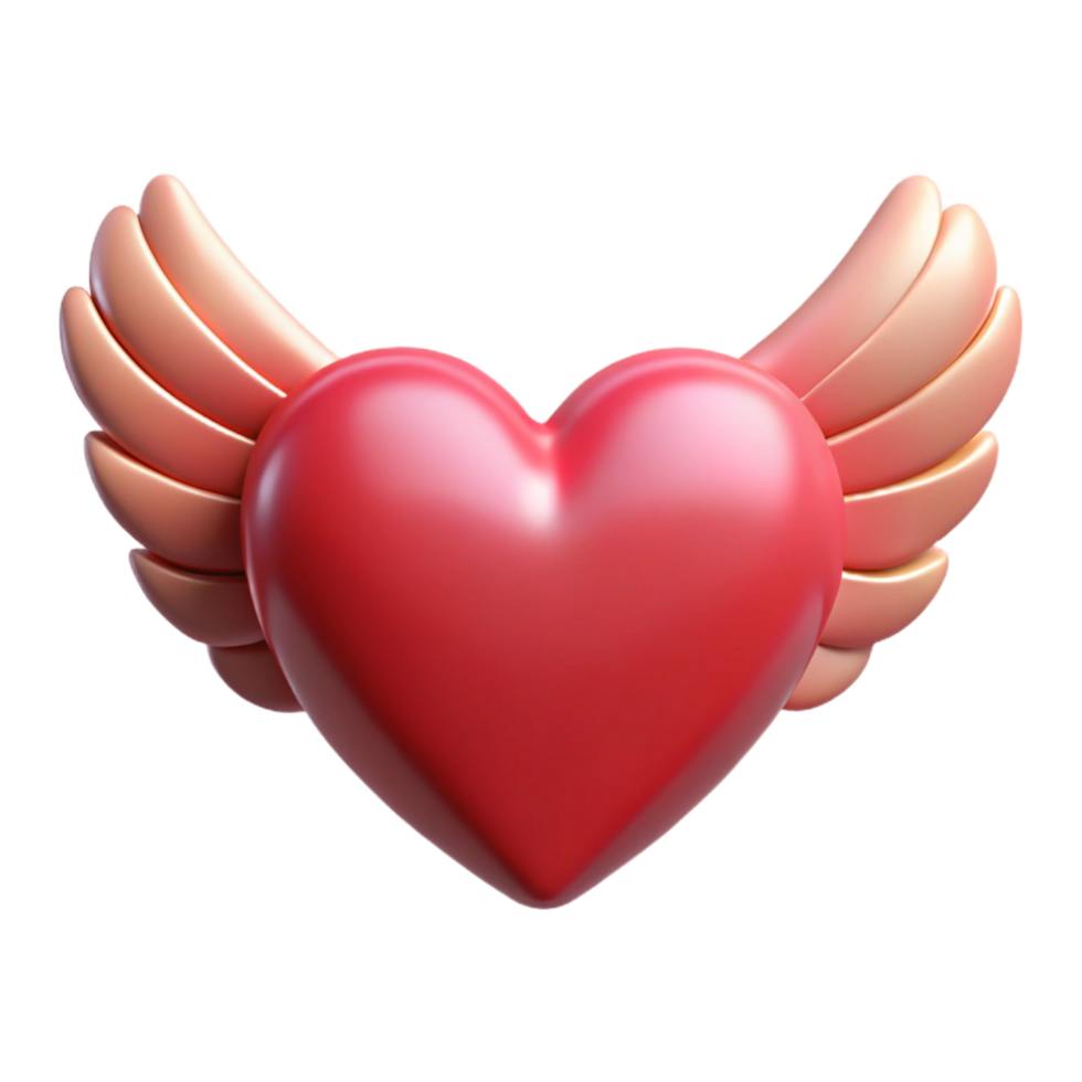 impressive contemporary A single, stylized heart with wings high resolution png