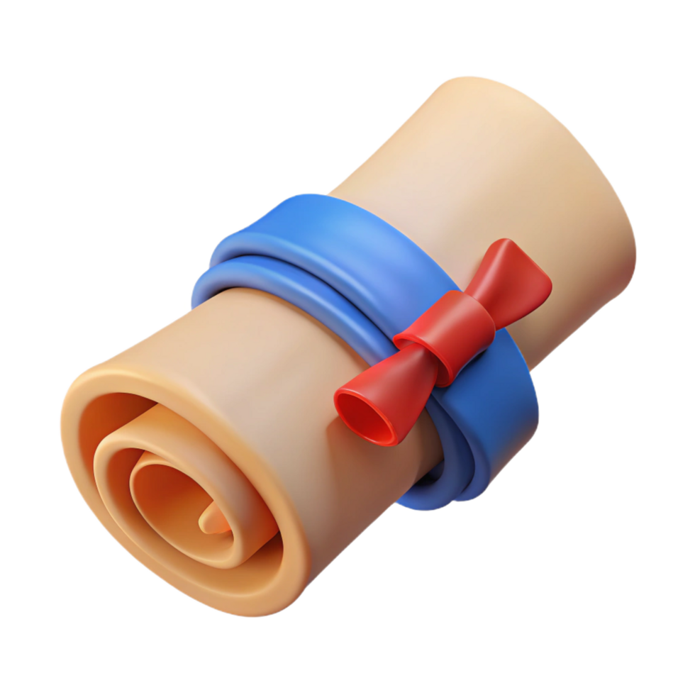 serene traditional A single, scroll tied with a ribbon high resolution png