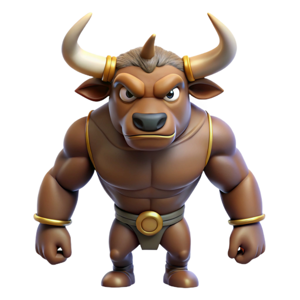 serene vintage A fearsome minotaur with a bull's head 4K png