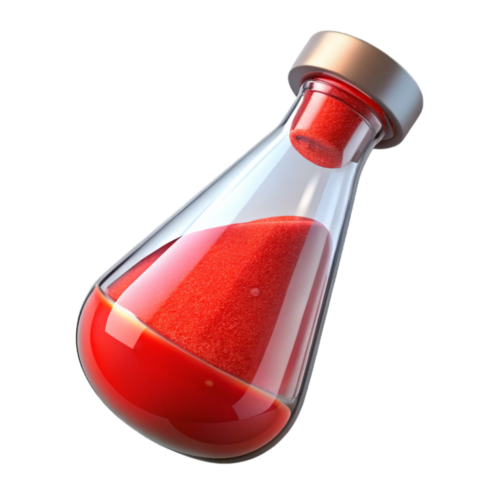 wonderful contemporary A single, glass vial filled with a mysterious red powder premium png