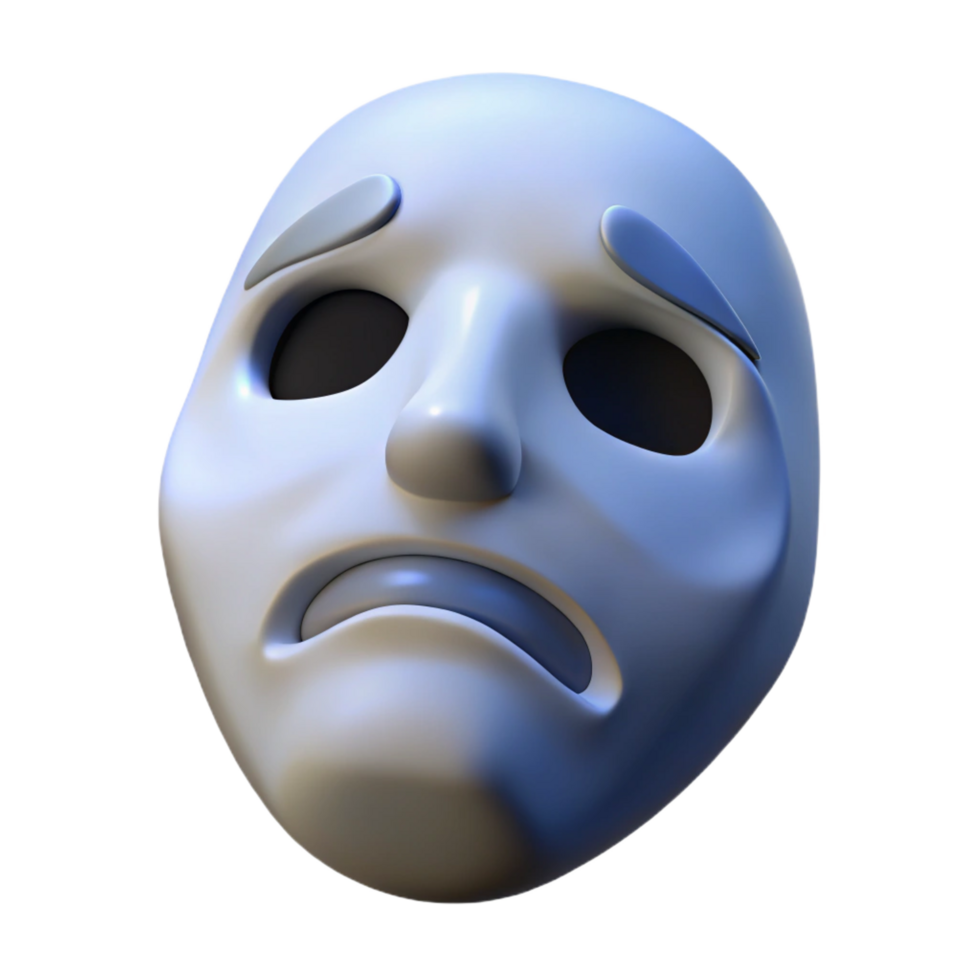 impressive modern A single, floating, ethereal mask with a sad expression 4K png