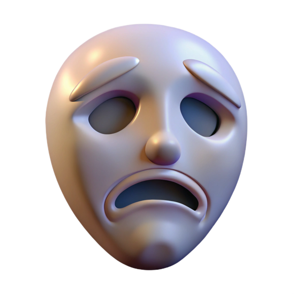 elegant rustic A single, floating, ethereal mask with a sad expression 4K png