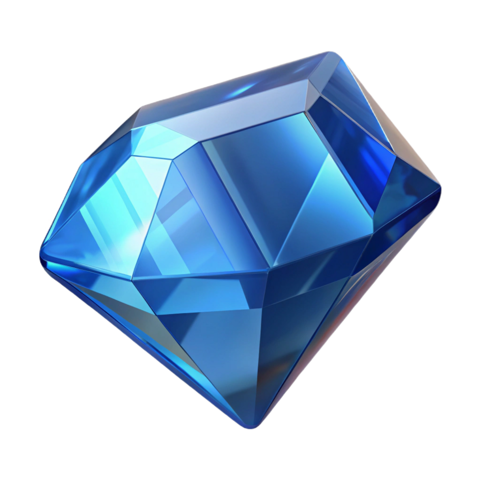 extraordinary vintage A single, polished gemstone, emerald cut, sapphire professional png
