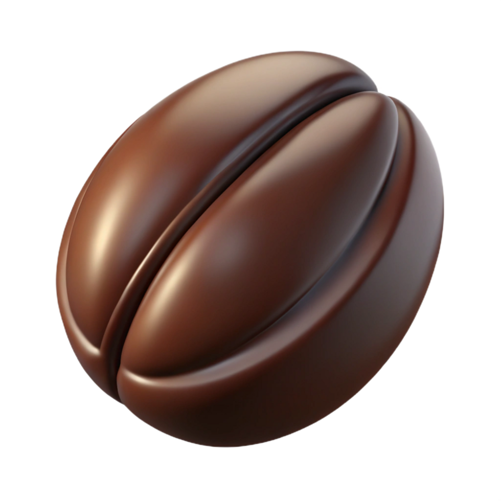 vibrant minimalist A single, coffee bean, roasted, dark, detailed texture high resolution png