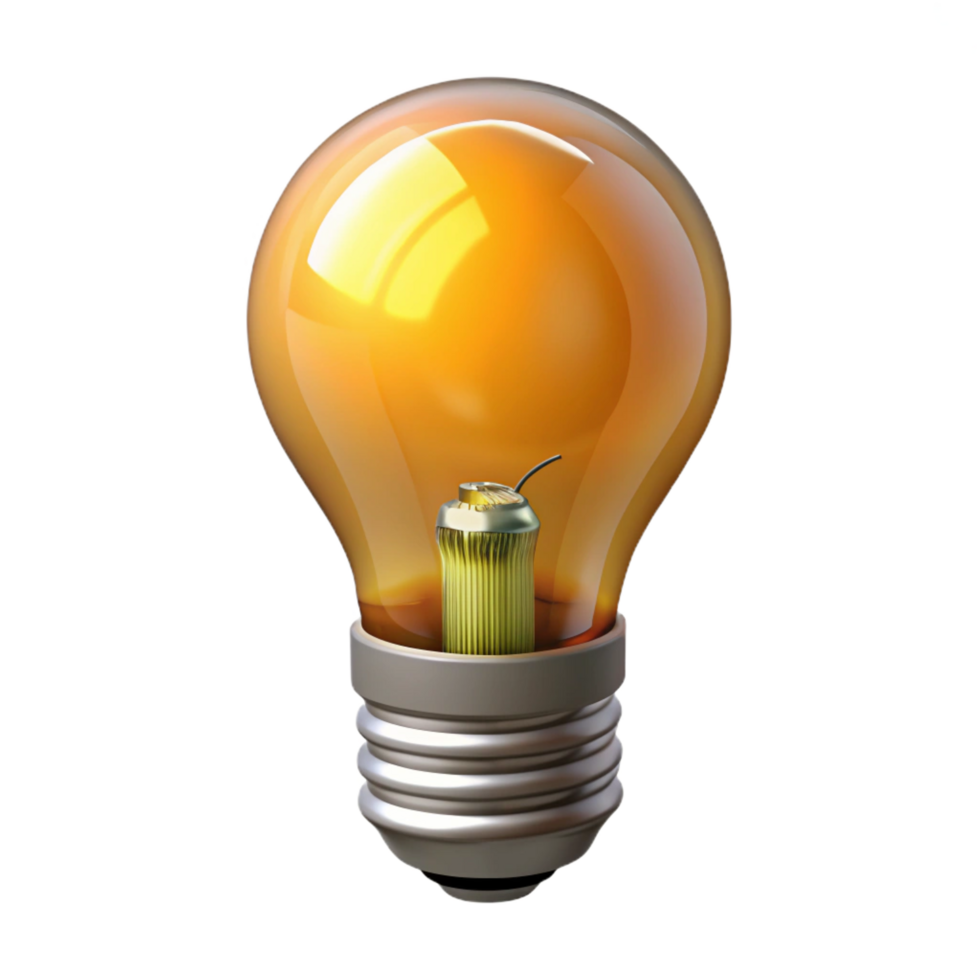 magnificent artistic A single, light bulb, filament glowing, Edison style detailed png