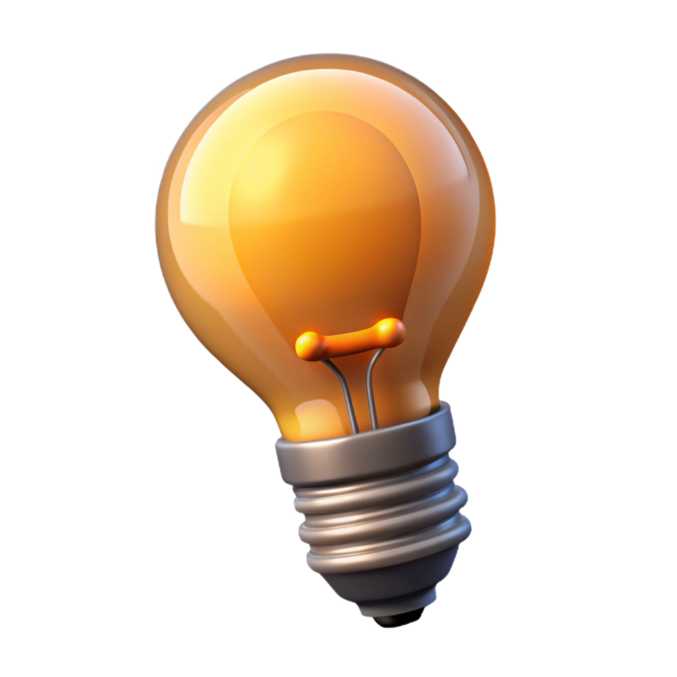 serene contemporary A single, light bulb, filament glowing, Edison style genuine png