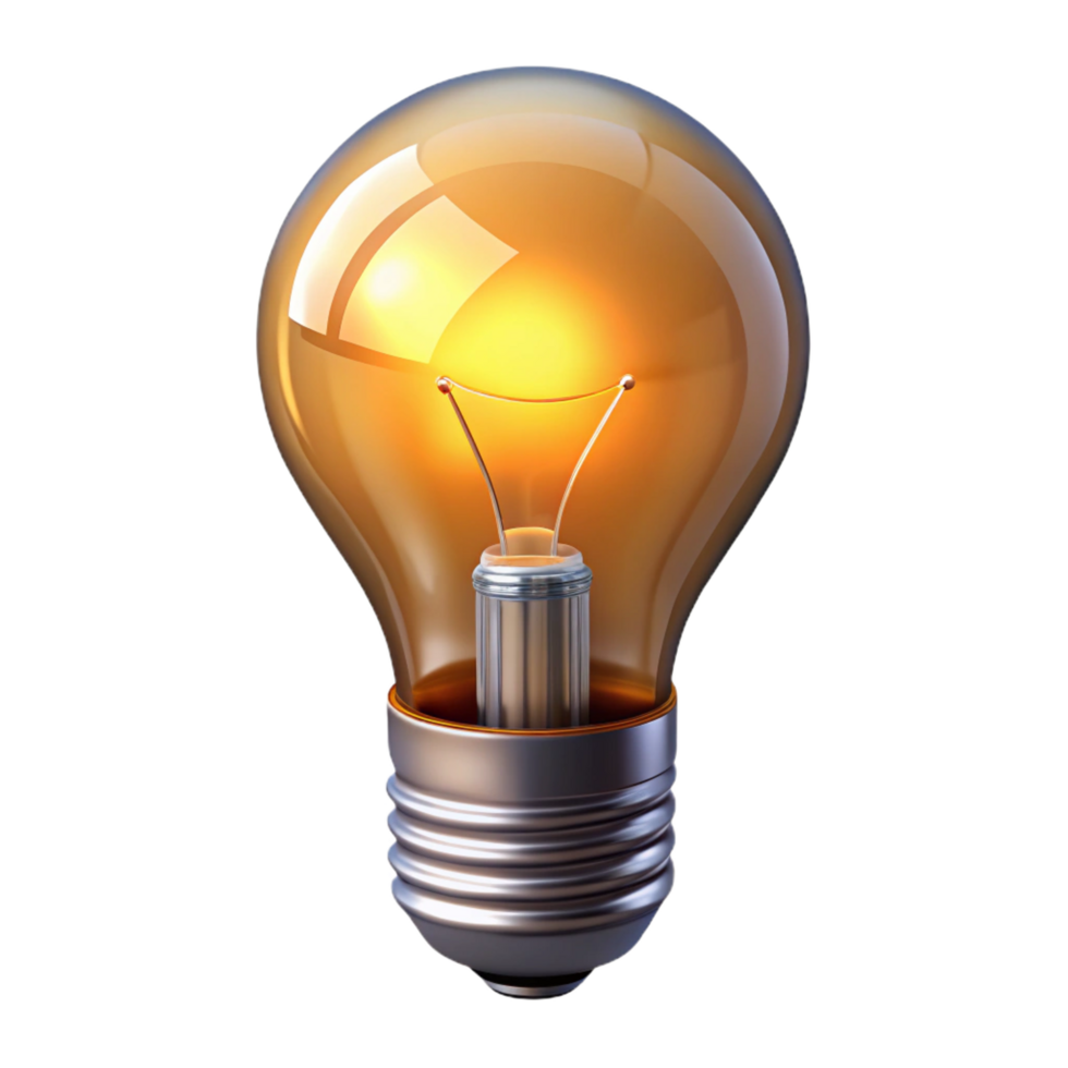 stunning modern A single, light bulb, filament glowing, Edison style original png
