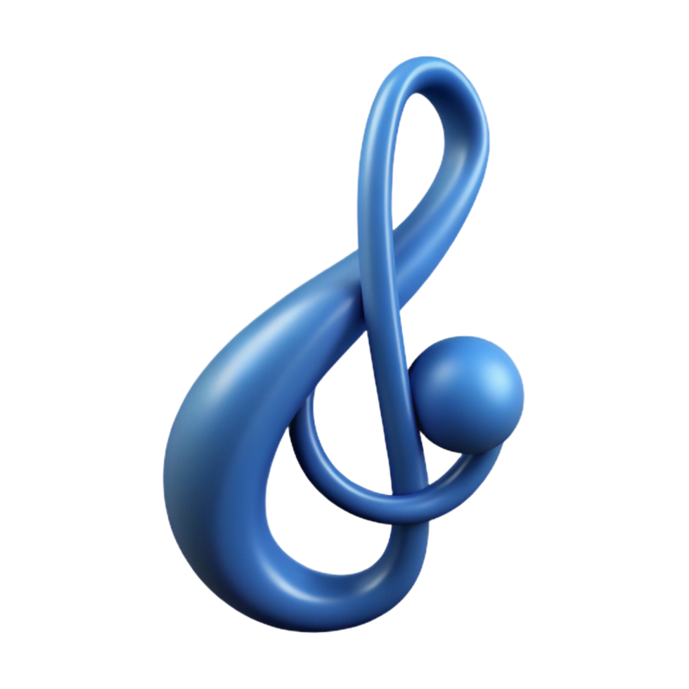 vibrant contemporary A single, musical note, treble clef, flowing design premium png