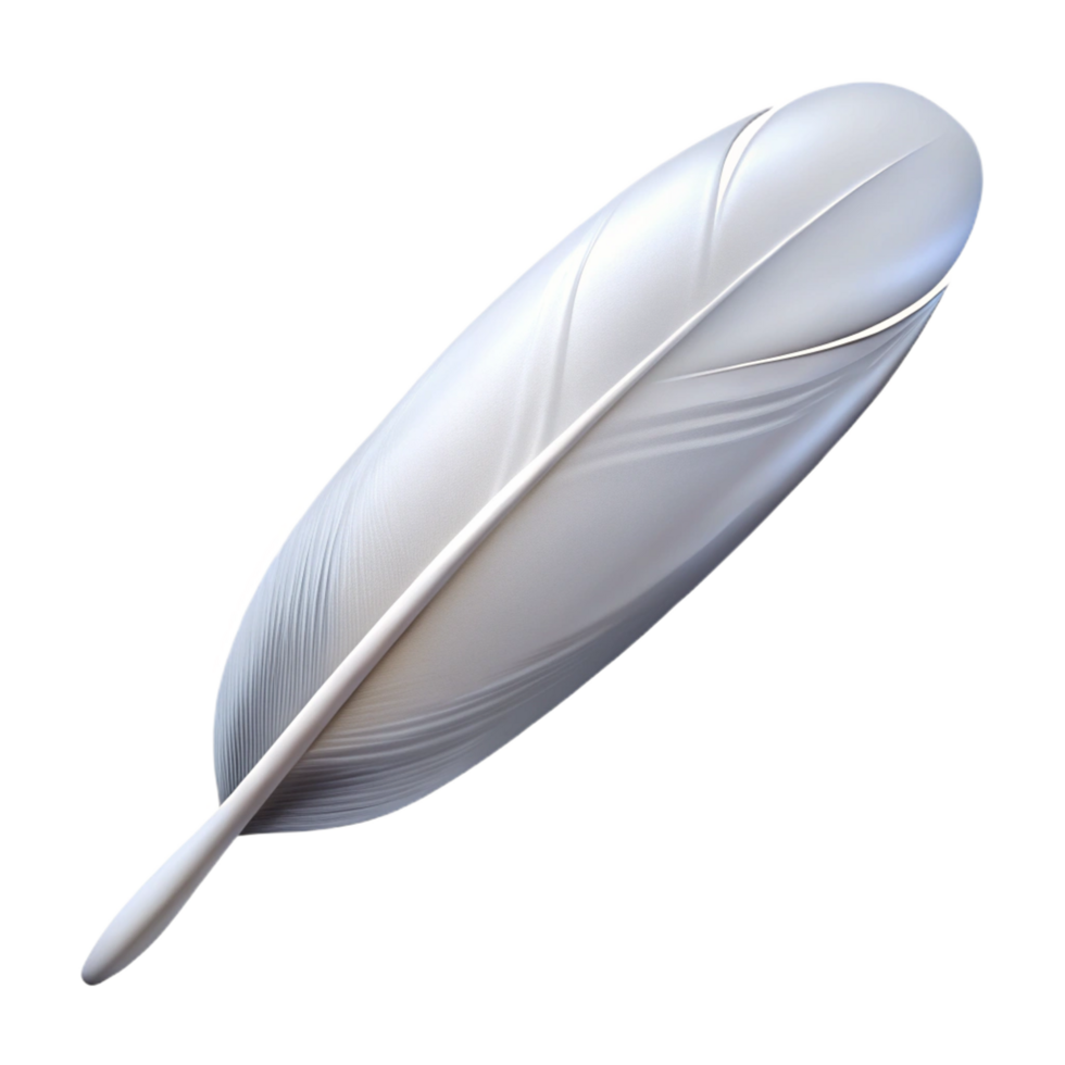 extraordinary minimalist A single, feather, white, delicate, floating detailed png