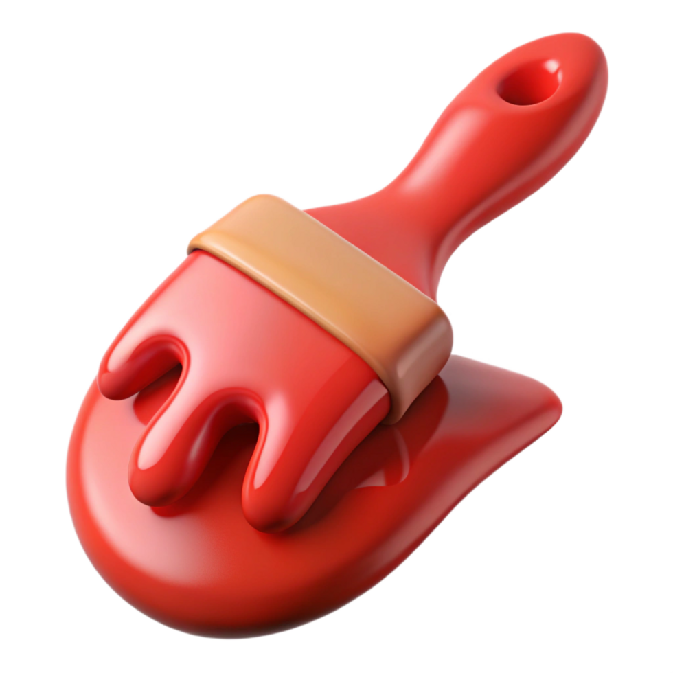 beautiful creative A single, paintbrush, dripping with red paint high resolution png