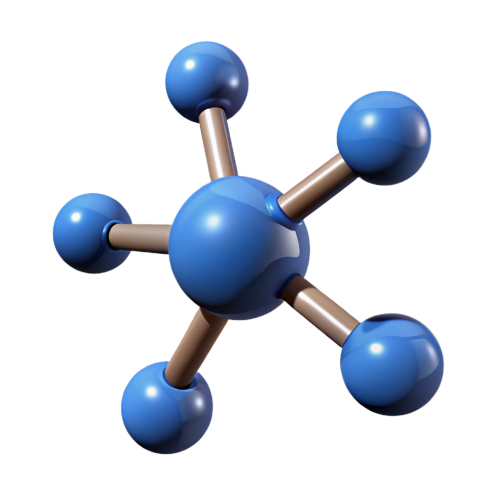 wonderful minimalist A single, molecule, caffeine, rotating, 3D model premium png