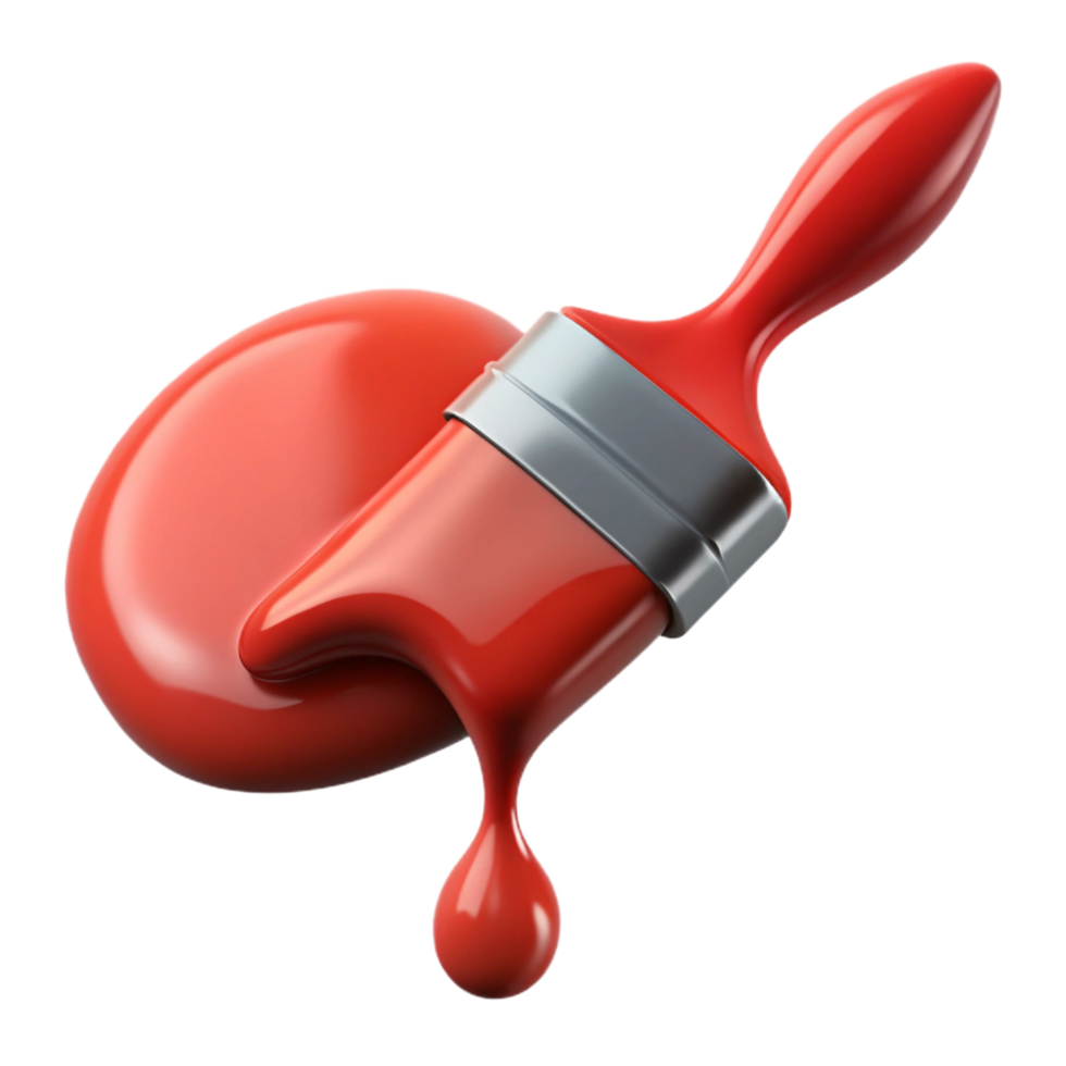 elegant artistic A single, paintbrush, dripping with red paint exclusive png