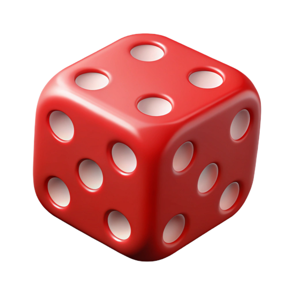 impressive creative A single, dice, showing six, red dots premium png