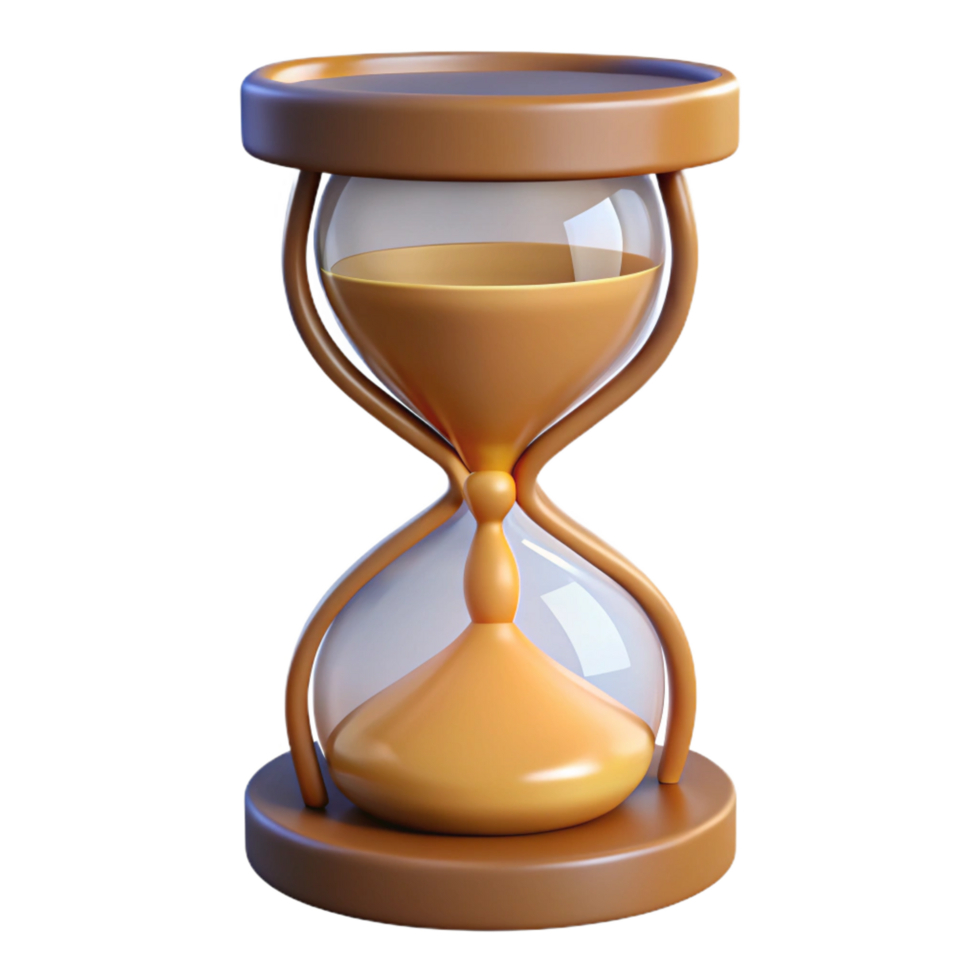 vibrant vintage A single, hourglass, sand flowing, time concept 4K png