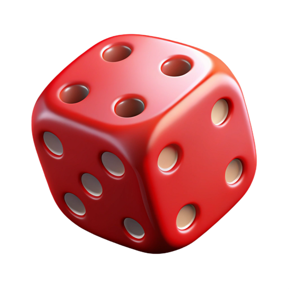 serene rustic A single, dice, showing six, red dots detailed png