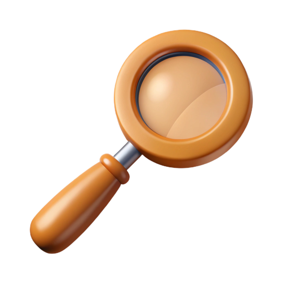 stunning artistic A single, magnifying glass, classic design, wooden handle professional png