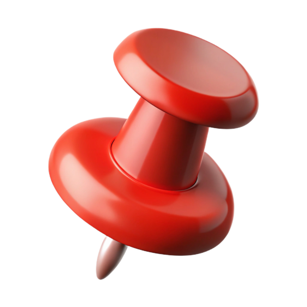 magnificent traditional A single, thumbtack, red, pushed into surface 4K png