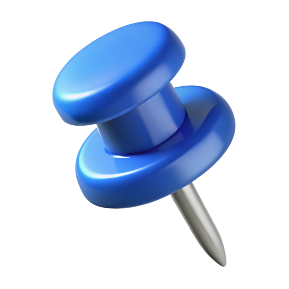 vibrant abstract A single, pushpin, blue, plastic head authentic png