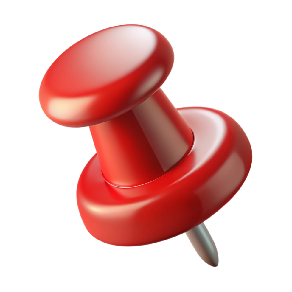 wonderful creative A single, thumbtack, red, pushed into surface high resolution png