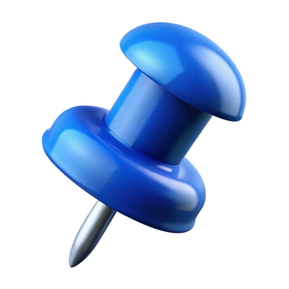 serene minimalist A single, pushpin, blue, plastic head 4K png