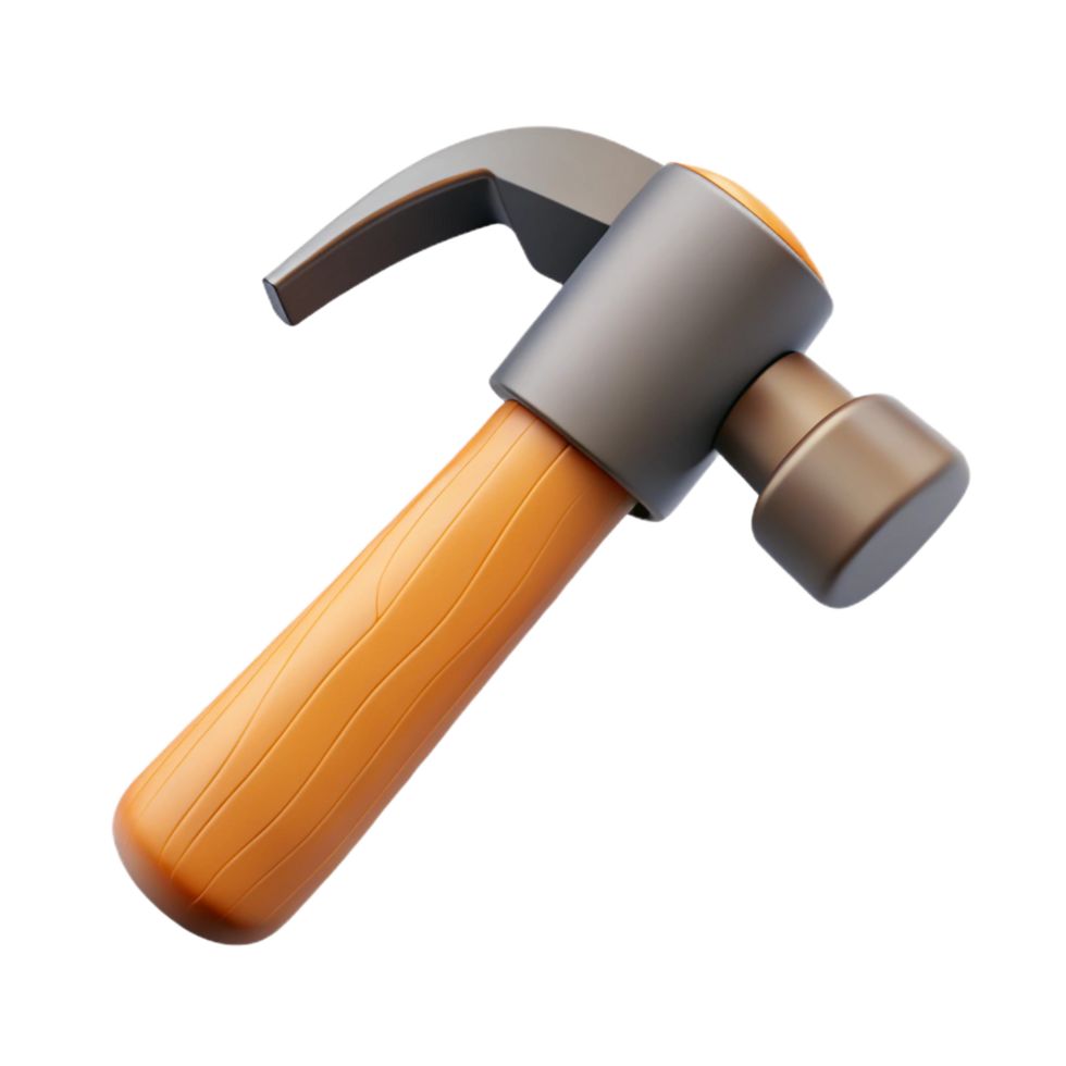 beautiful modern A single, hammer, claw hammer, wooden handle genuine png
