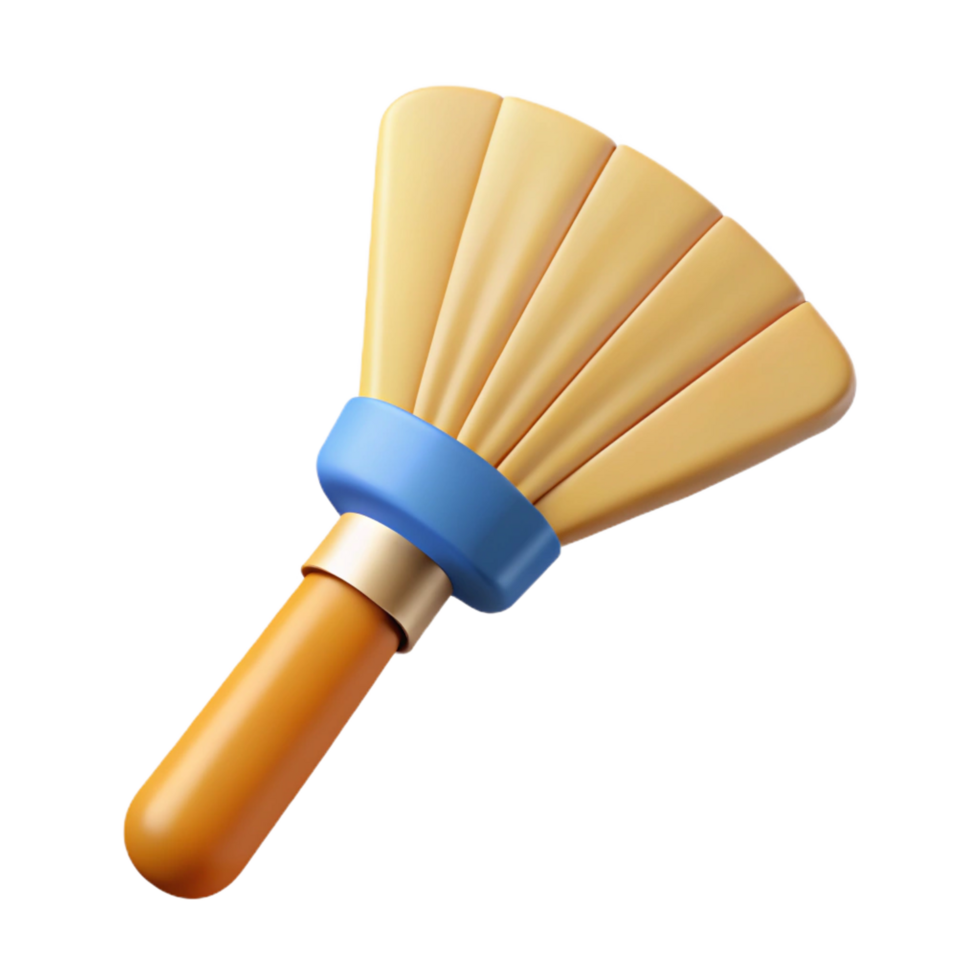 impressive rustic A single, paintbrush, fan brush, bristles spread authentic png