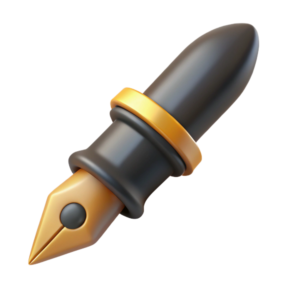 wonderful minimalist A single, calligraphy pen, nib dipped in ink 4K png