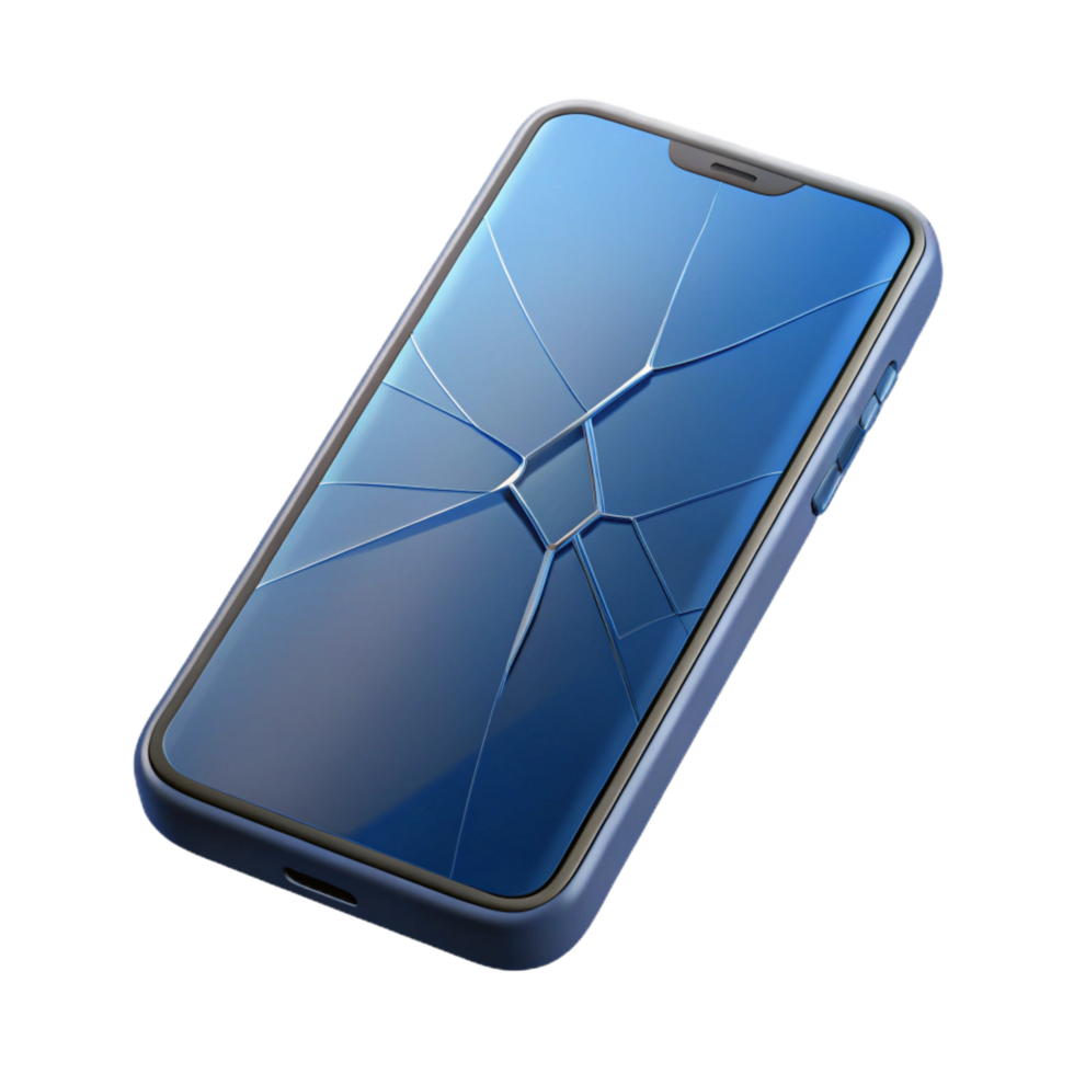 extraordinary modern A single, modern smartphone with a cracked screen original png