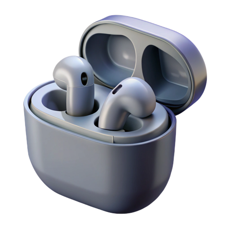 magnificent creative A pair of wireless earbuds, charging in their case original png