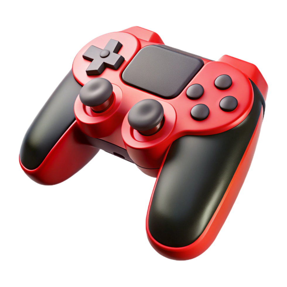 stunning vintage A modern gaming console controller, black and red high resolution png