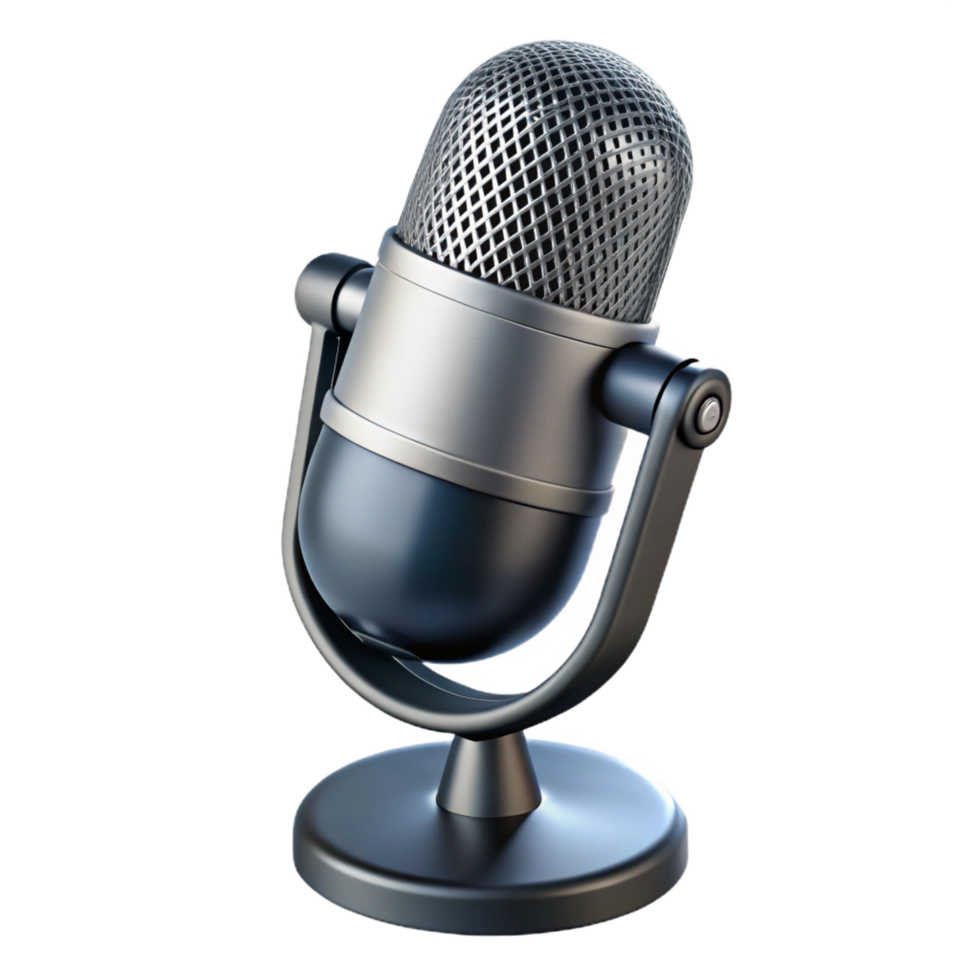 dramatic rustic A high-quality studio microphone, silver and black 4K png