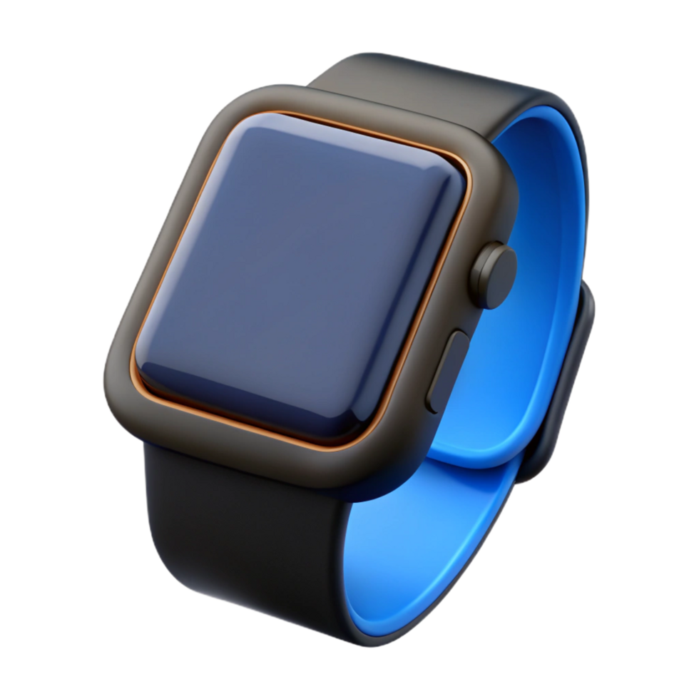 vibrant traditional A smartwatch with a black band and a bright display high resolution png