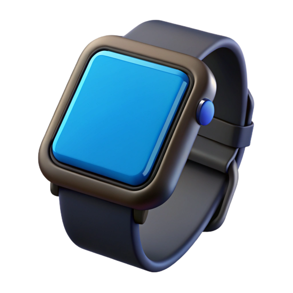 serene modern A smartwatch with a black band and a bright display premium png