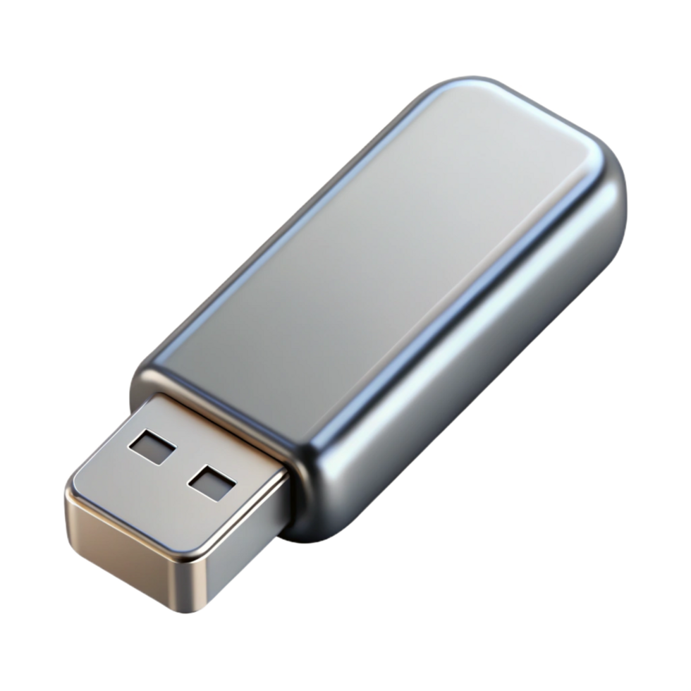 extraordinary minimalist A USB flash drive, silver metal casing high resolution png