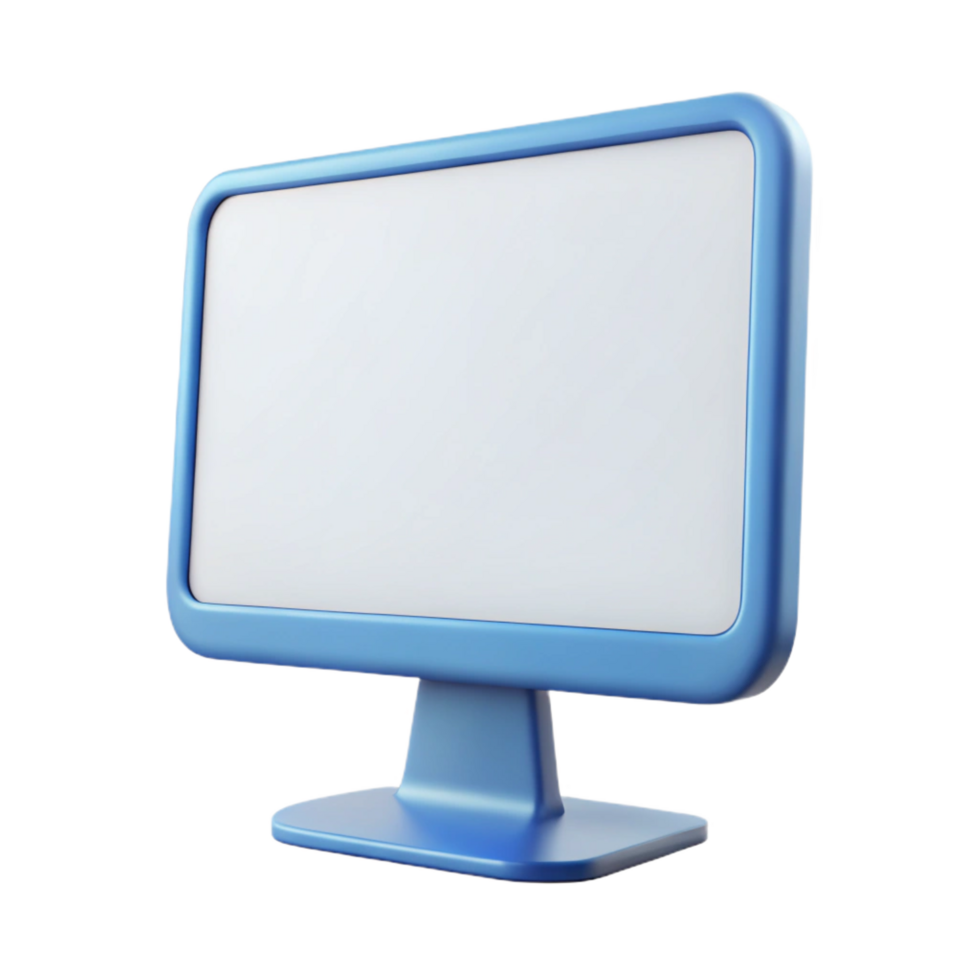 vibrant artistic A single computer monitor, widescreen, displaying a blank white screen exclusive png