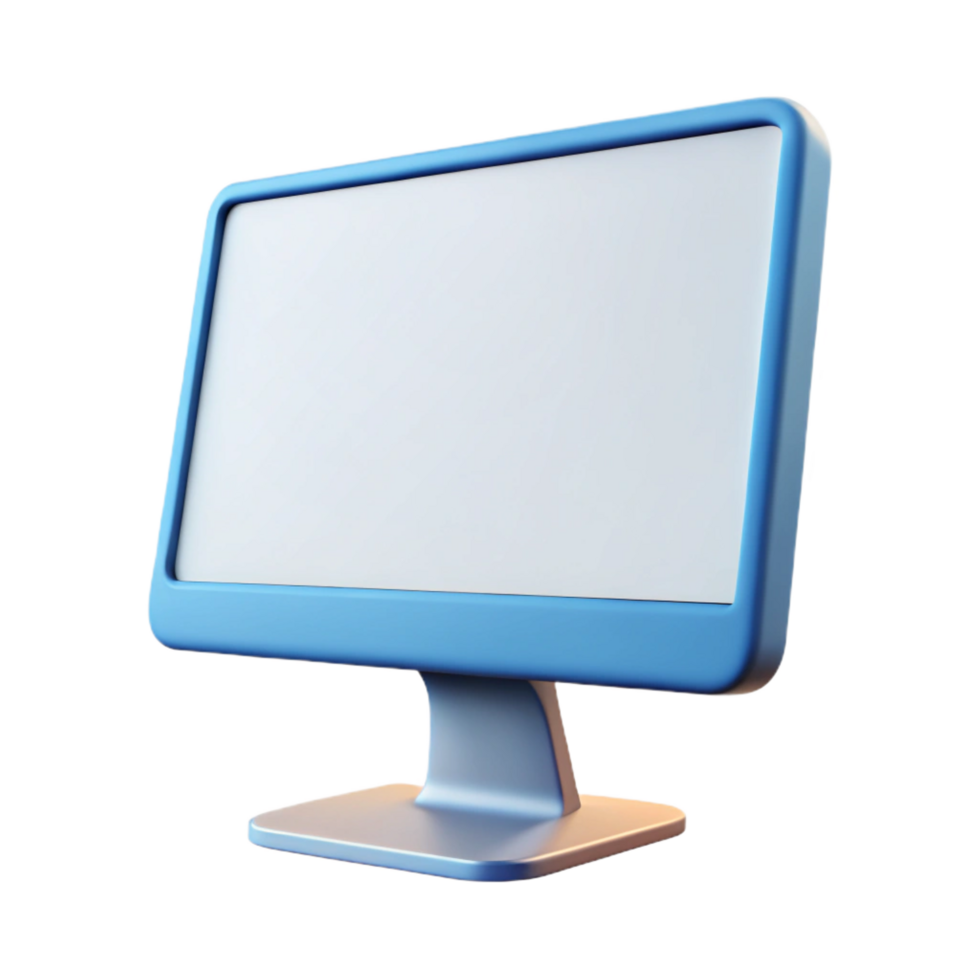 magnificent rustic A single computer monitor, widescreen, displaying a blank white screen detailed png