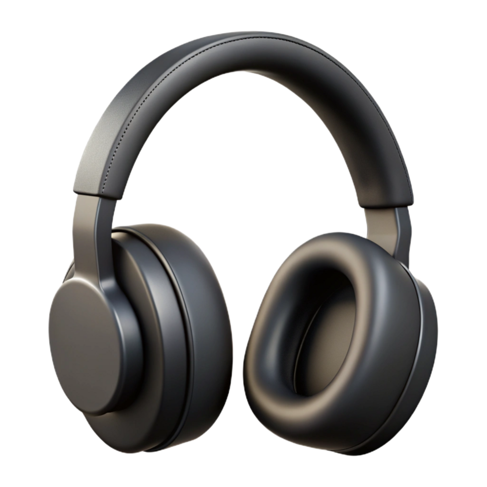 extraordinary rustic A pair of over-ear headphones, black and noise-cancelling professional png