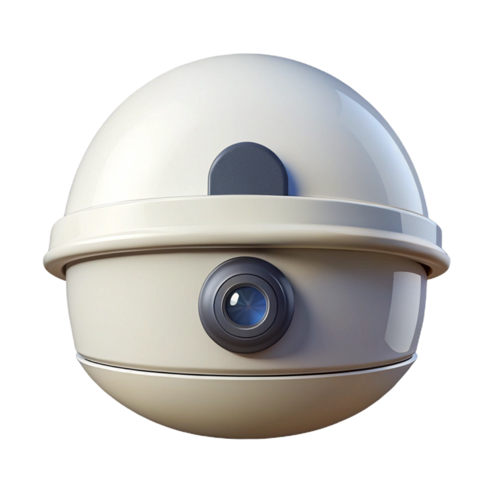 wonderful modern A security camera, dome style, white casing premium png