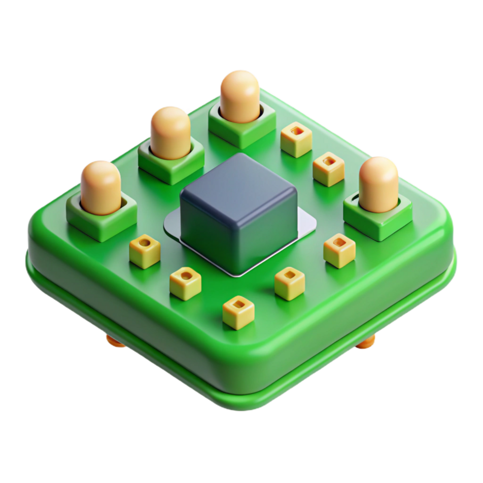 wonderful classic A circuit board, green with multiple components high quality png